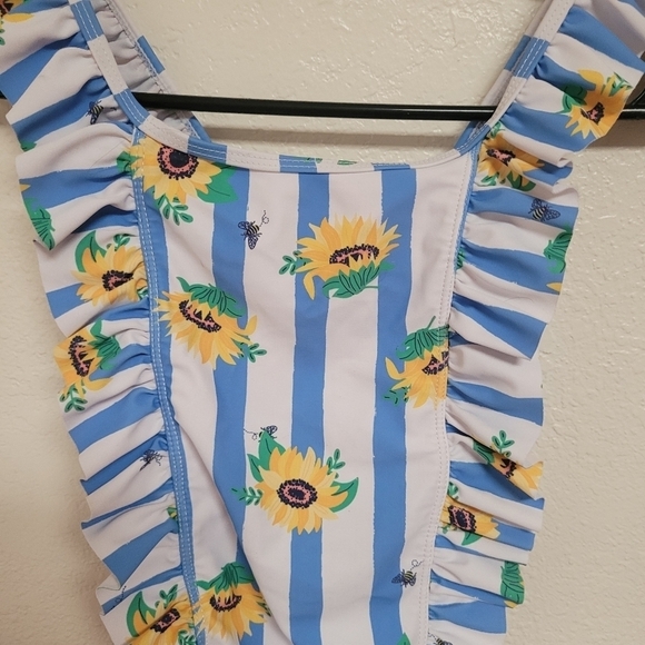 Tommy Bahama Striped Sunflower Print Swimsuit - Picture 2 of 4